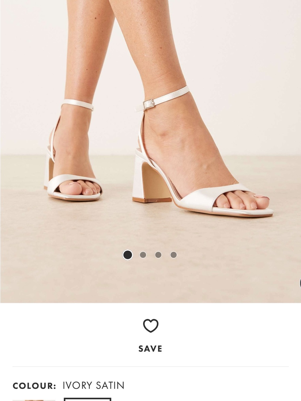 ASOS be Mine Ivory Satin Ankle-Strap Block Heels